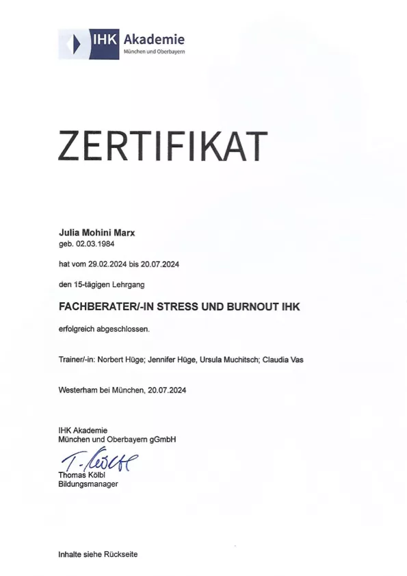 Fachberaterin Stress und Burnout