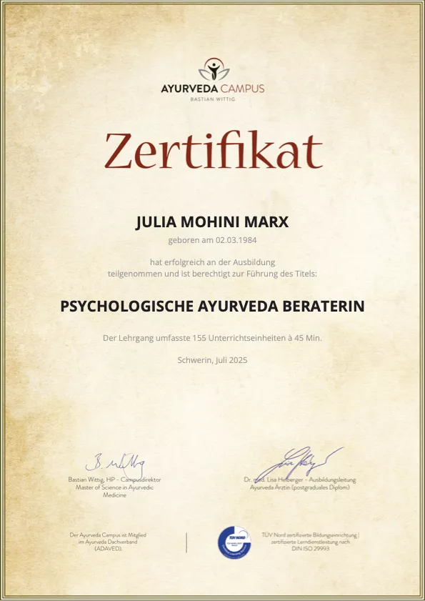 Psychologische Ayurveda Beraterin